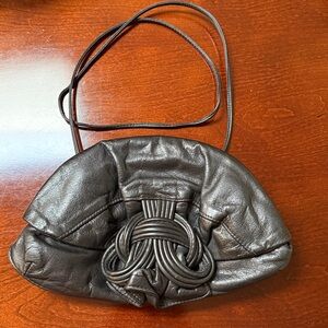7 seven Handbag by DIMITRI Black Leather Clutch with Shoulder Strap